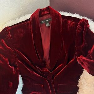 Red velvet blazer